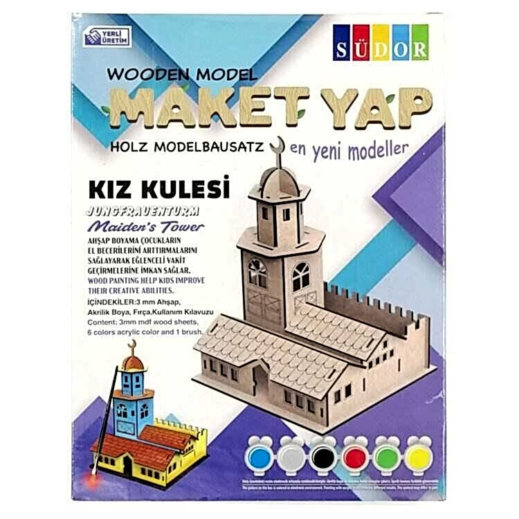 Südor Ahşap Maket Kız Kulesi Boyama Seti Büyük