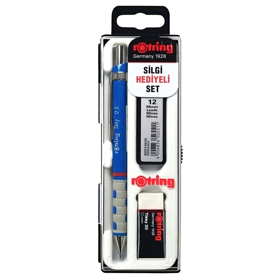 Rotring Tikky Min Silgi 3 Lü Okul Seti 0.5 Mavi