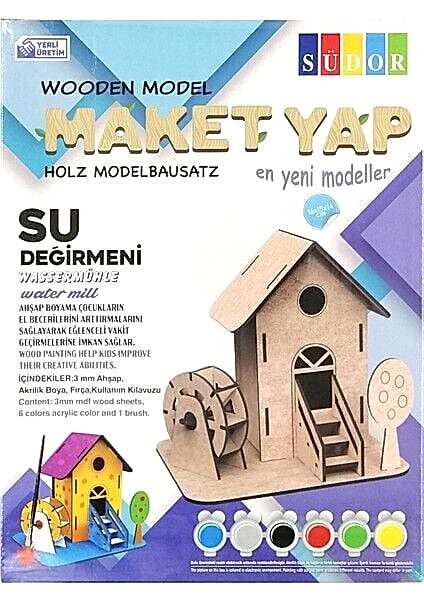 Südor Ahşap Maket Su Değirmeni Boyama Seti Büyük