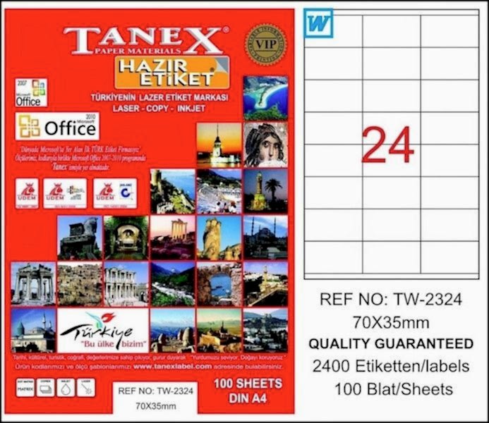 Tanex Tw-2324 70x35 Mm Laser Etiket 100 Adet