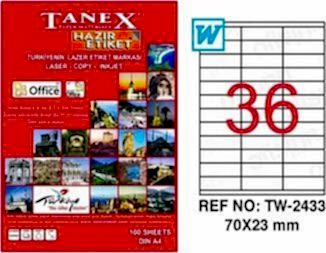 Tanex Tw-2433 70x23 Mm Laser Etiket 100 Adet