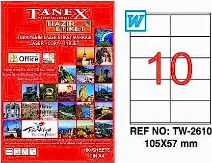 Tanex Tw-2610 105x57 Mm Laser Etiket 100 Adet