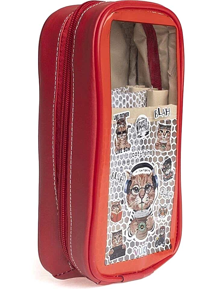 Vuki Astarlı Büyük Boy Kalem Çantası Kedi