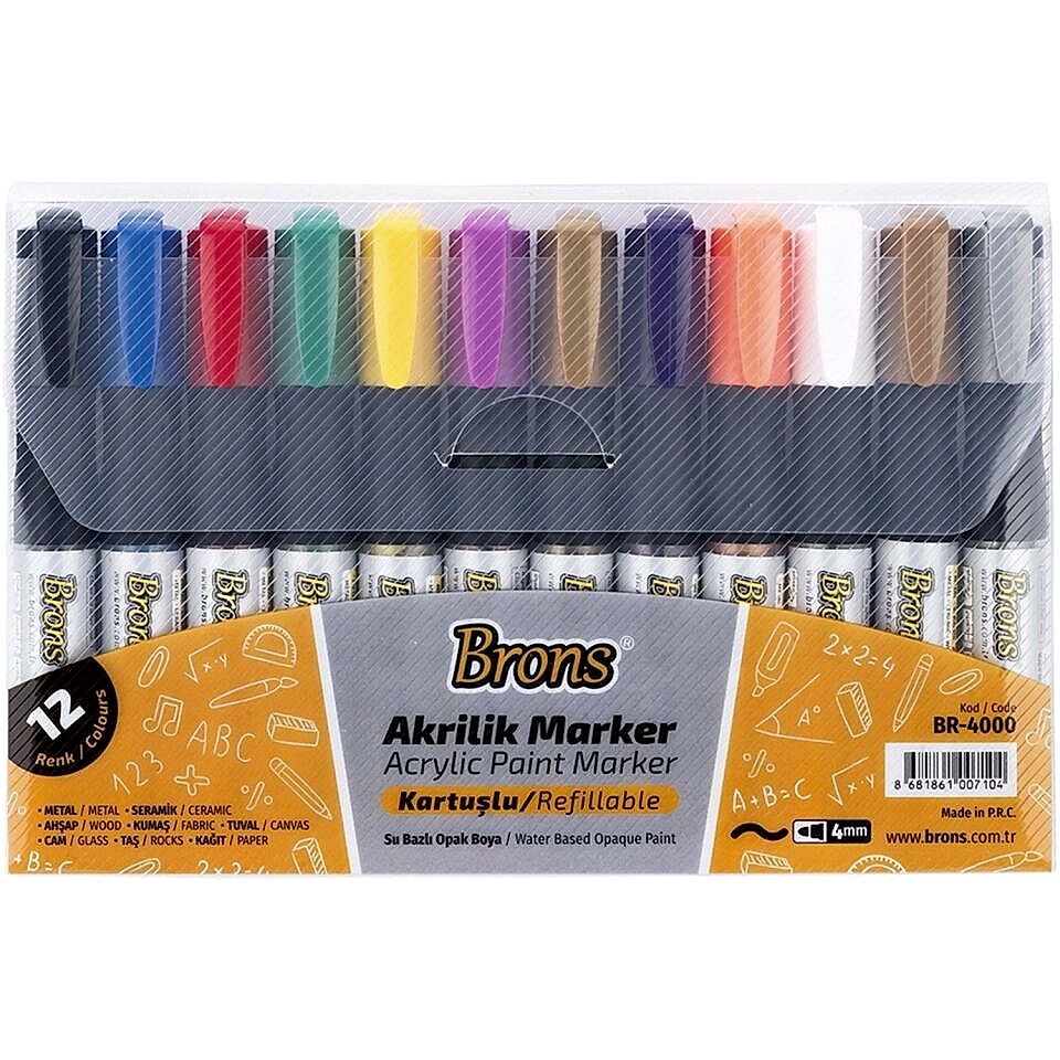 Brons Akrilik Marker 12 Li