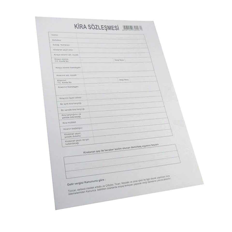 Özkan Kira Kontratı 1. Hamur 100 Lü