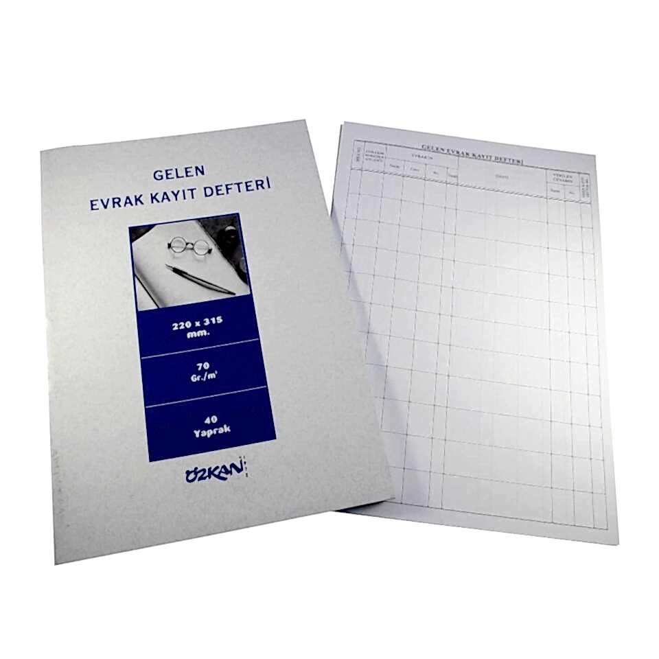Özkan Gelen Evrak Kayıt Defteri 40 Yaprak