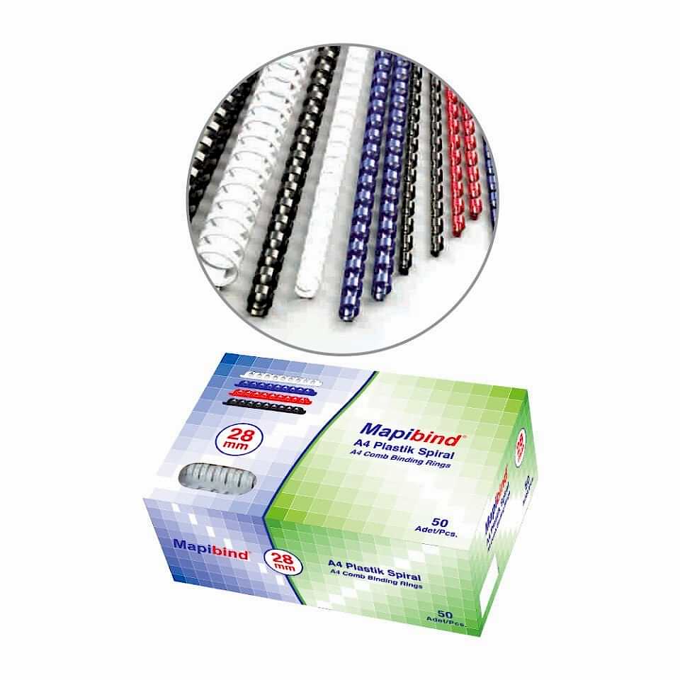Mapibind Plastik Spiral Beyaz 22 Mm 100 Adet