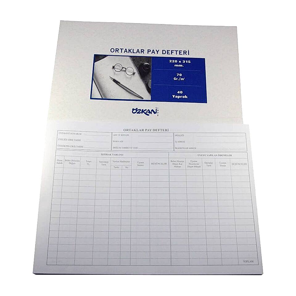 Özkan Ortaklar Pay Defteri 40 Yaprak