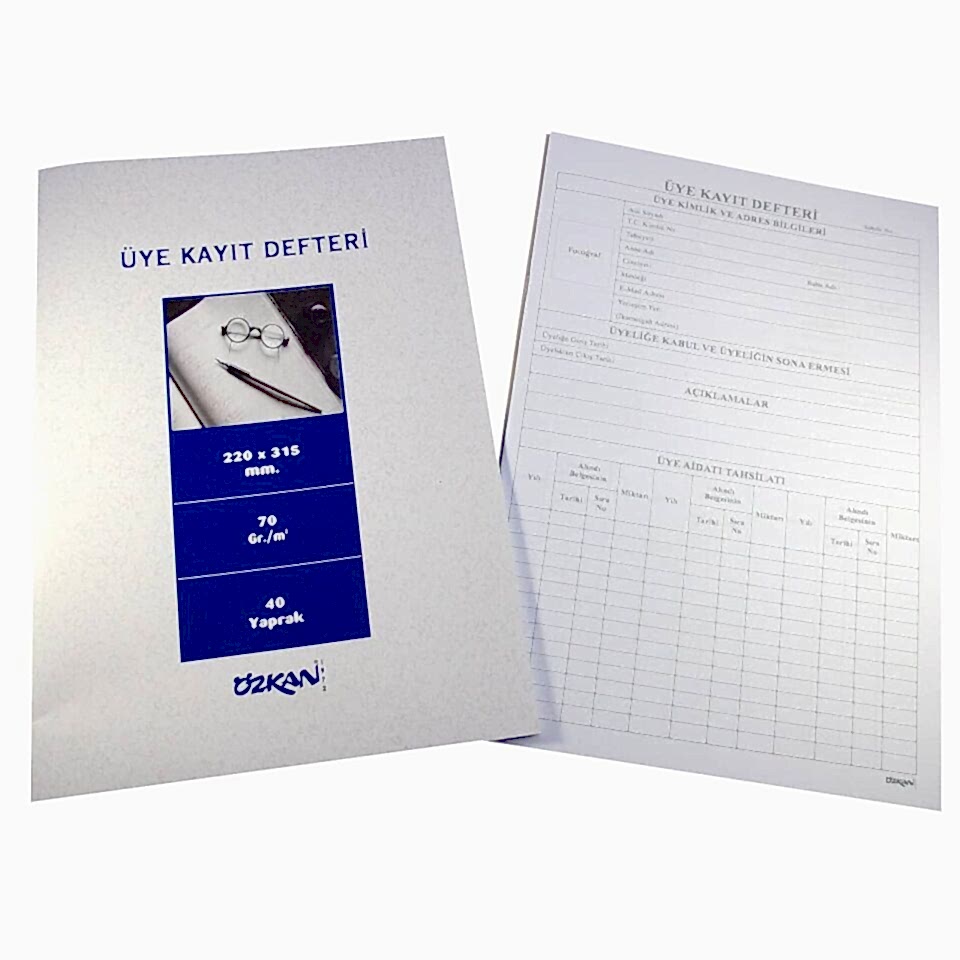 Özkan Üye Kayıt Defteri 40 Yaprak