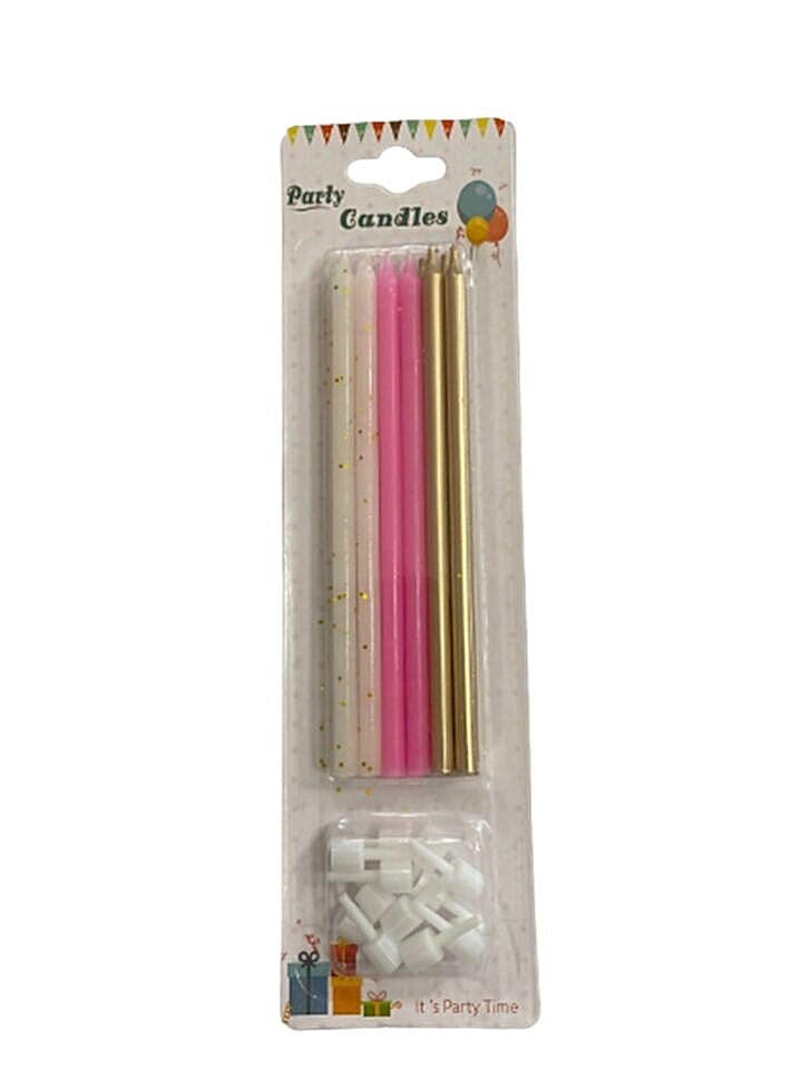 Mum Çubuk Simli Beyaz Pembe Altın 13 Cm 6 Lı